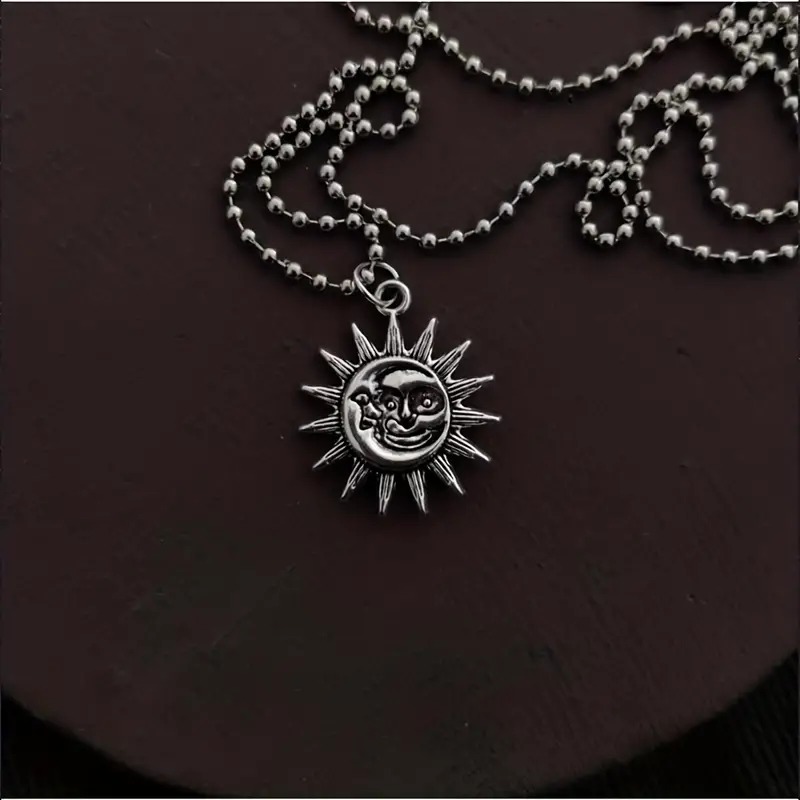 Men's Necklace with Sun Smiley Pendant