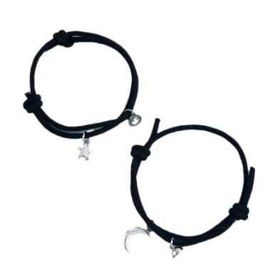 Stainless Steel Titanium Sun and Moon Pendant Couple Bracelet 3