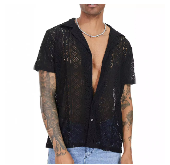 Imagen de Camisa de Manga Corta de Encaje 4