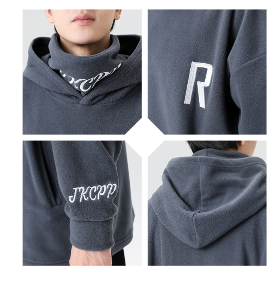 High-neck hoodie in grey