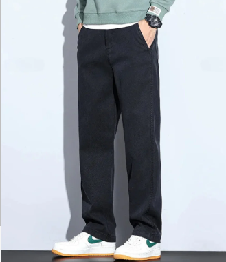 Thick Elastic Waist Wide Jeans image