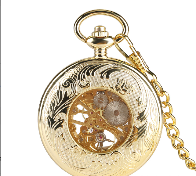 Gold Mechanical Pocket Watch Side View
