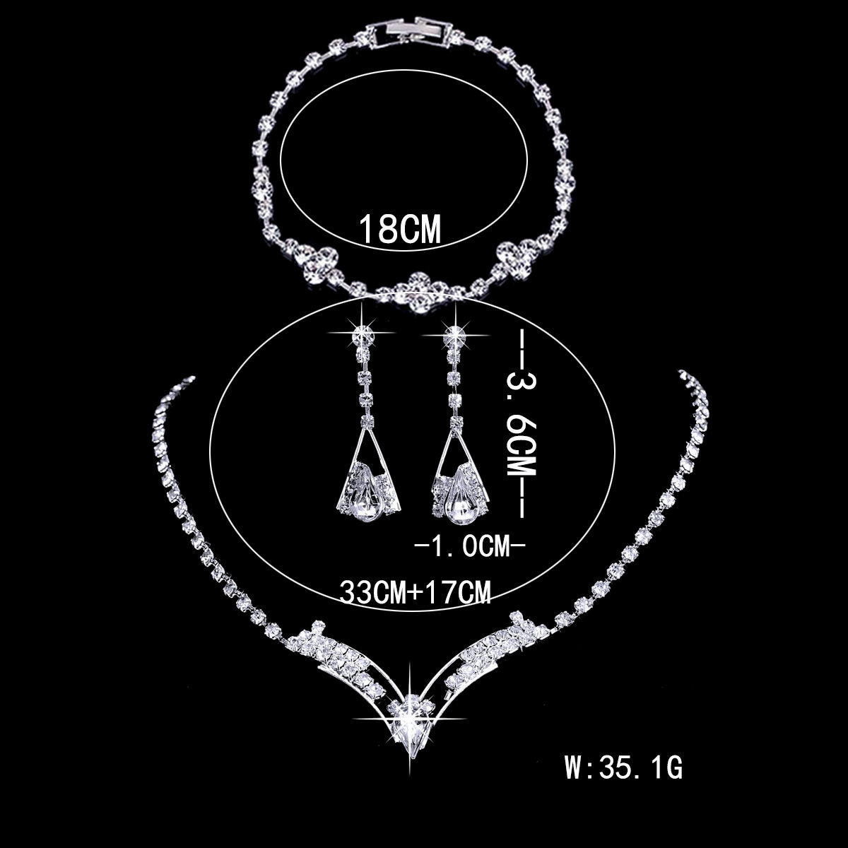 Rhinestone Necklace and Earring Set 1