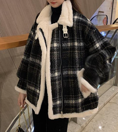 Plaid Wool Blend Coat Image 3