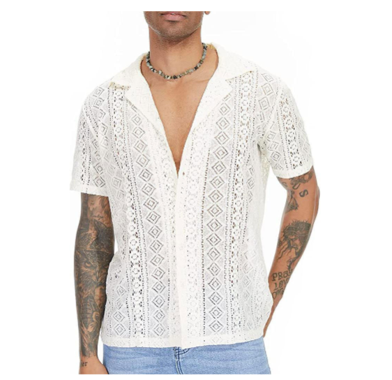 Imagen de Camisa de Manga Corta de Encaje 2