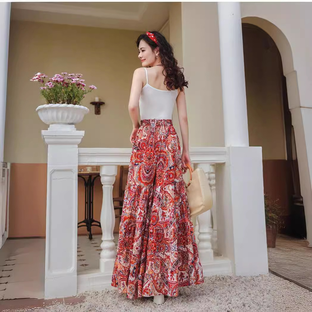 Mid-length Floral Print Skirt