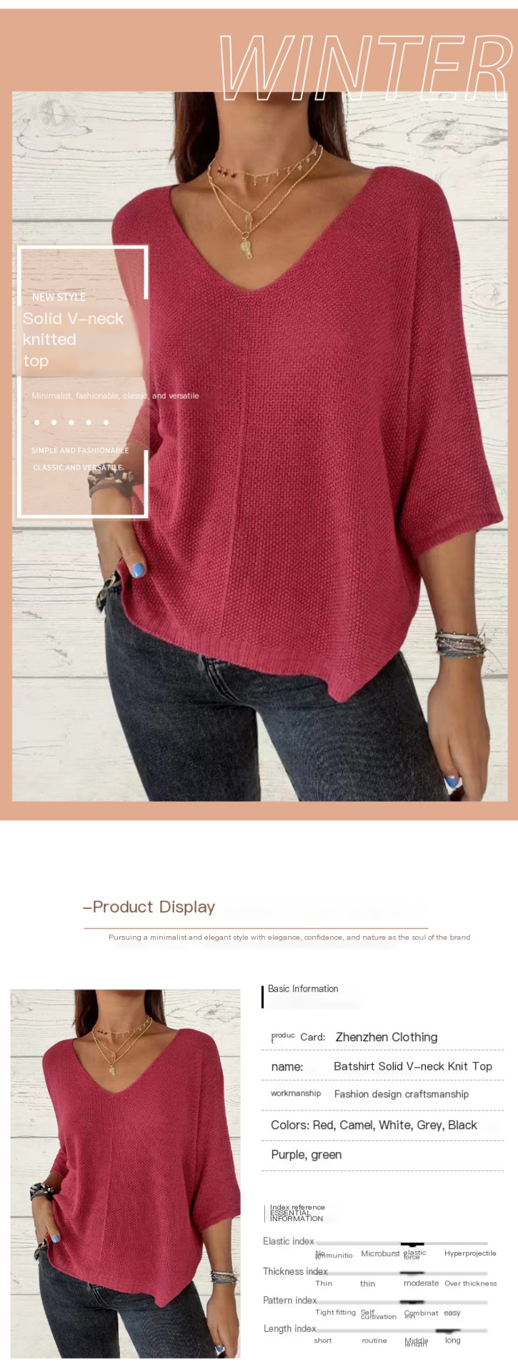 V-neck knitted pullover - Image 1