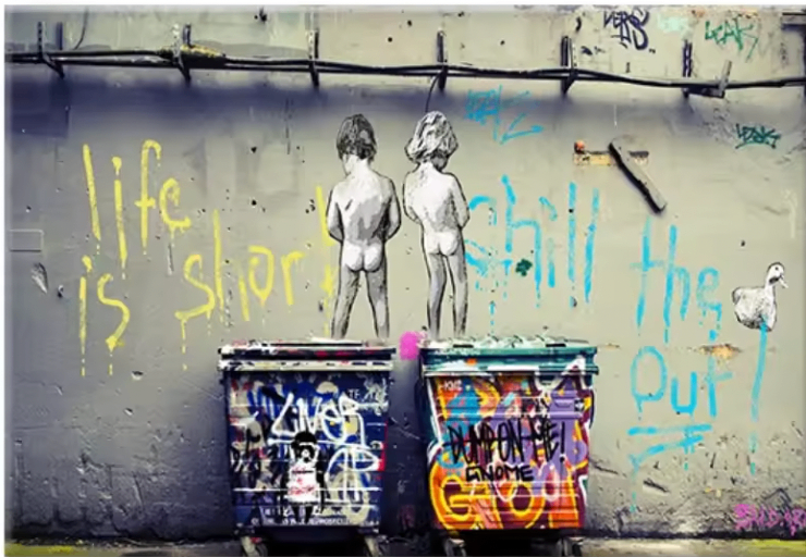 The Boy Behind The Curtains Poster and Prints Graffiti Banksy Street Art Funny Monkey Canvas Painting Print Wall Art Home Decor image