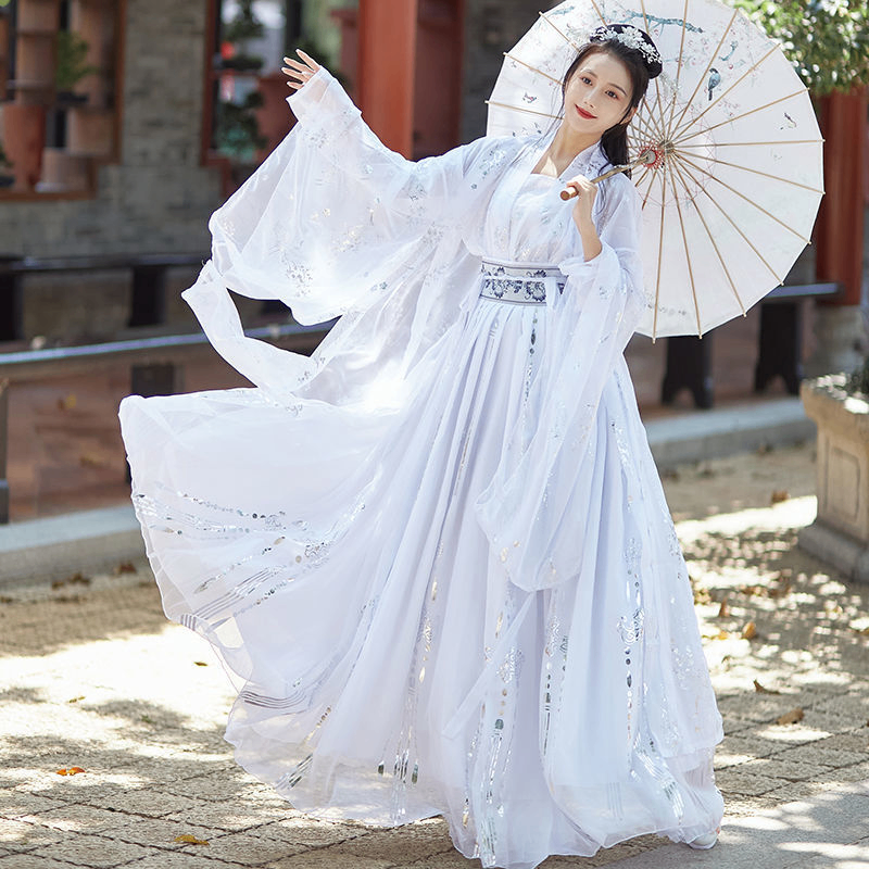 Large Size Women's Han Chinese Clothing Super Fairy Slimming Plump Girls Chest-high Dress Chinese Traditional Han Clothing Suit Ancient Costume image