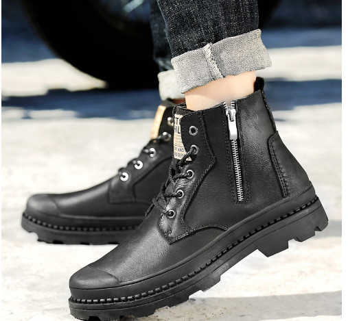 Leather High-Top Casual Shoes Image 2