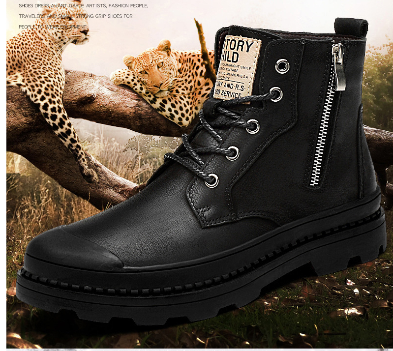 Leather High-Top Casual Shoes Image 1