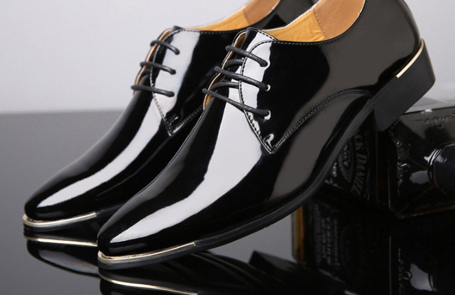 Men's Quality Patent Leather Shoes - Close Up
