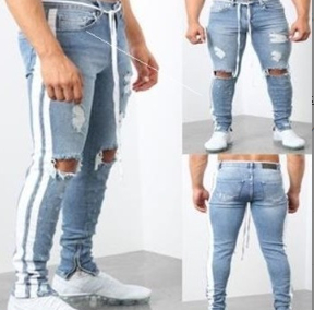 Men's jeans with pull-link ribbon 3