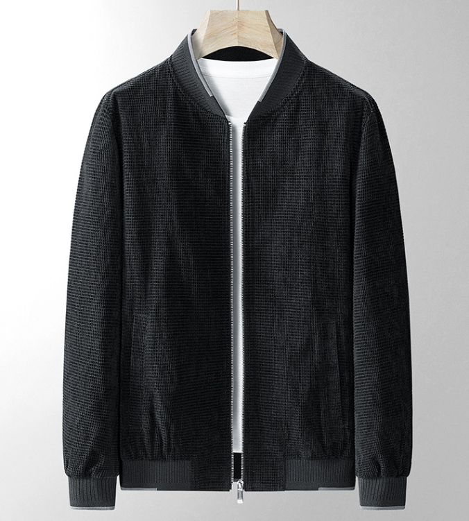Baseball Collar Solid Knit Cardigan - Detail