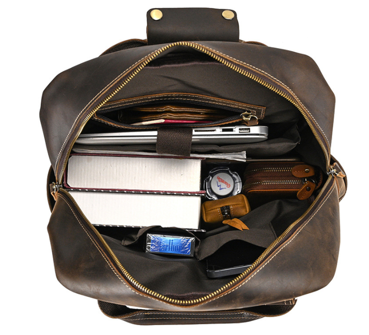 Men's Retro Crazy Horse Leather Backpack Image 5