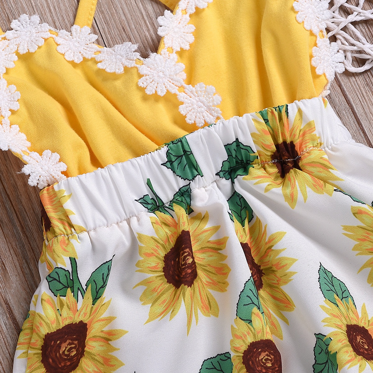 Sunflower Print Halter Romper 3