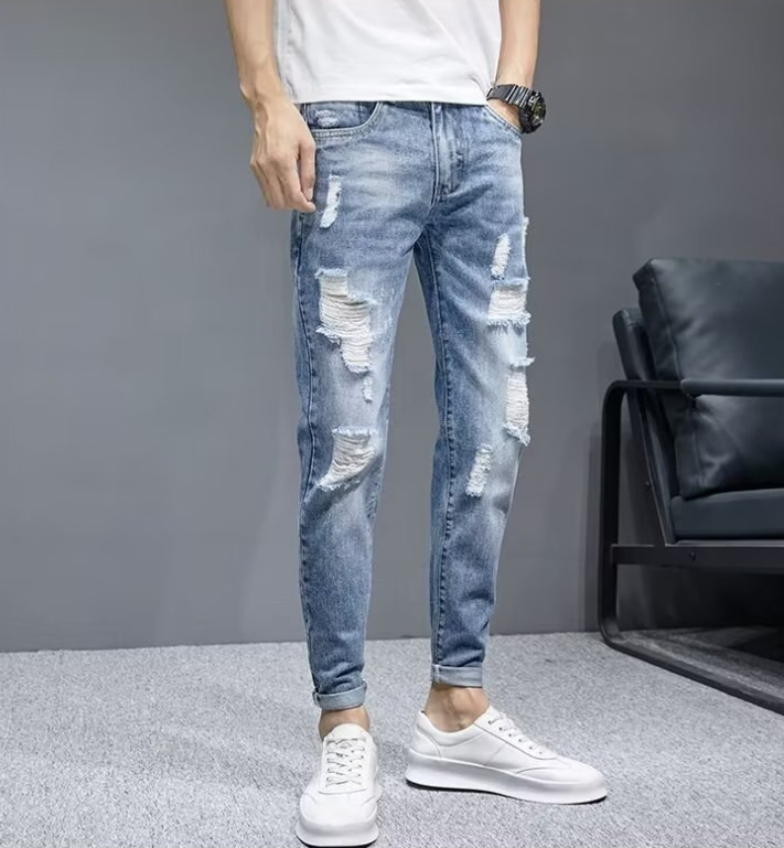 Men's ripped jeans front view
