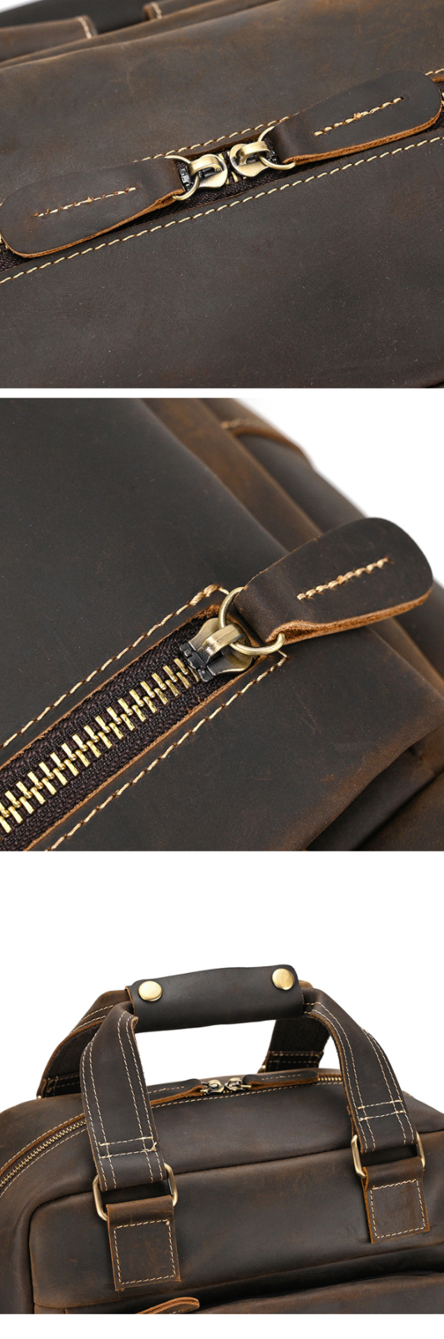 Men's Retro Crazy Horse Leather Backpack Image 3