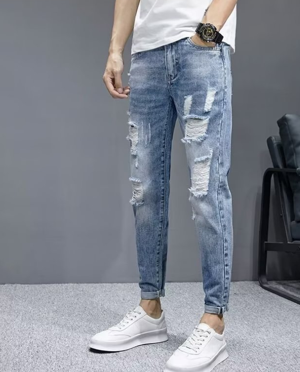 Men's ripped jeans back view