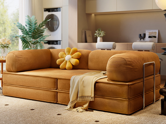 Nordic Luxury 2m Full Sponge Sofa Living Room Tofu Block Vacuum Compression Folding Skin-friendly Sofa Bed Combination Wholesale