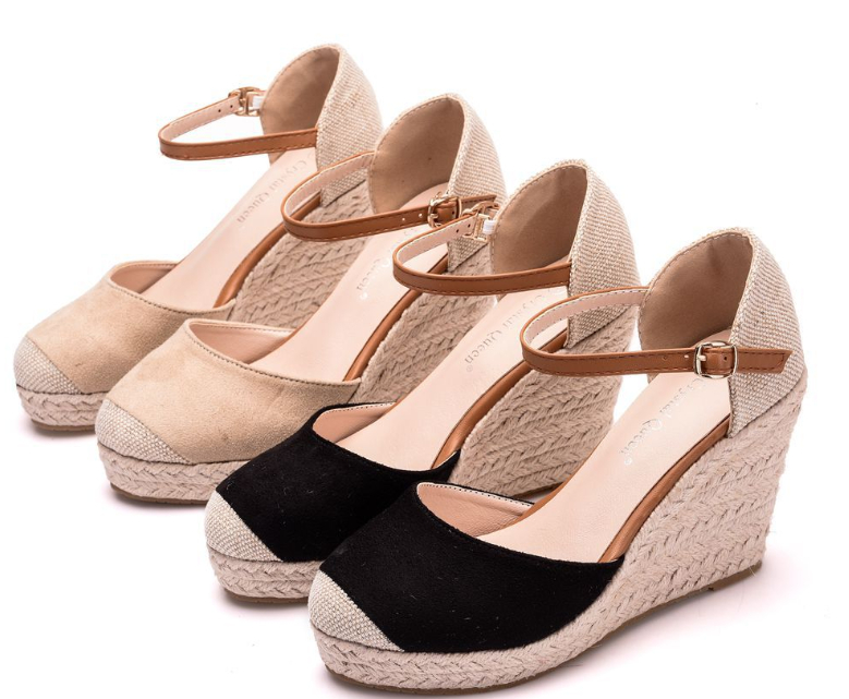 Sandales compensées romaines - Beige
