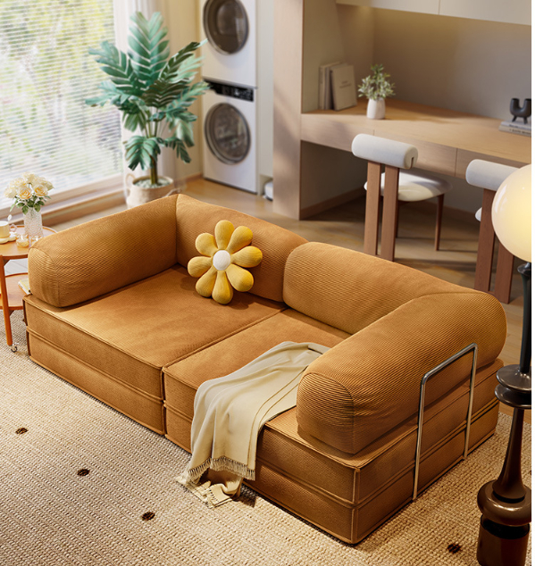 Nordic Luxury 2m Full Sponge Sofa Living Room Tofu Block Vacuum Compression Folding Skin-friendly Sofa Bed Combination Wholesale