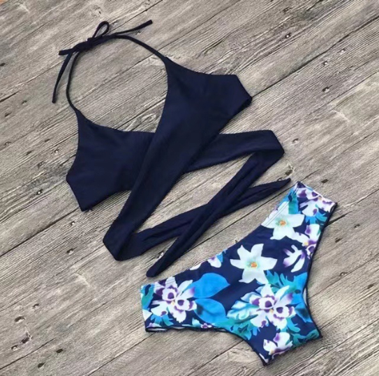 Printed Ladies Lyocell Padless Holiday Split Swimsuit