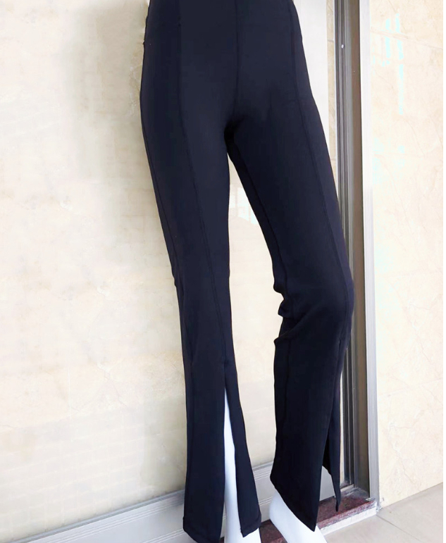 Zipper Slit Slim Trousers