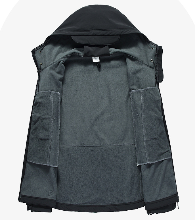 Men's Tactical Softshell Jacket - in Outdoor Hiking Setting - Mountain Trail Action Shot