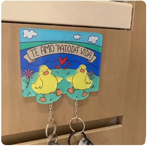 Couple Key Holder Cute Duck UP Movie Keychains Hanger Creative Cartoon Key Pendant Organizer Home Decor For Family Lovers Gift