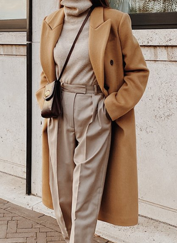 Long Sleeve Woolen Jacket - Front View