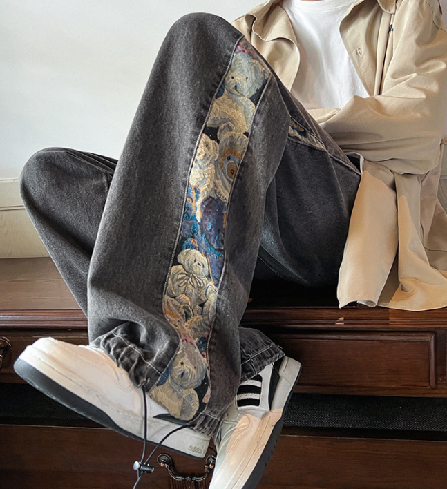 High Street Bear Stitching Jeans - Image 2