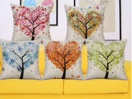 Linen Pillow Money Tree Cushion