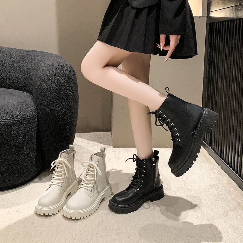 Female British Style Thick-soled Thin Breathable Motorcycle Martin Boots