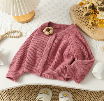 Girls Lantern Sleeve Pearl Button Jacket - Image 3