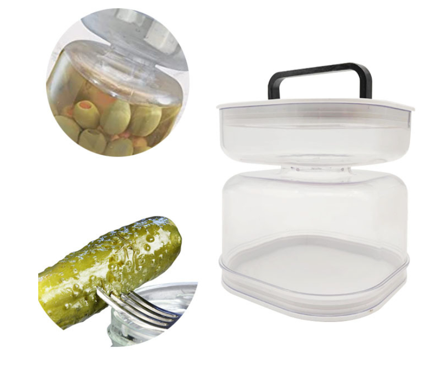 Pickle Container Wet And Dry Separation Olive Jar Leakproof Pickle Jar with Strainer Reusable Pickle Container for Food Storage