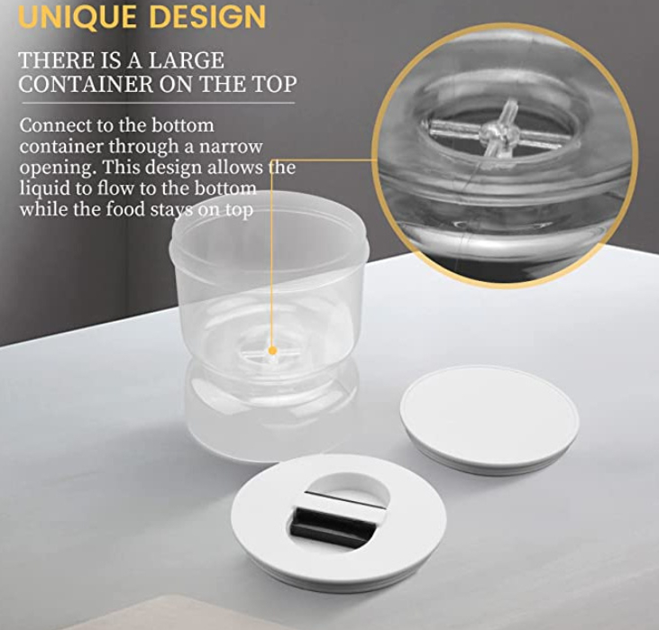 Pickle Container Wet And Dry Separation Olive Jar Leakproof Pickle Jar with Strainer Reusable Pickle Container for Food Storage