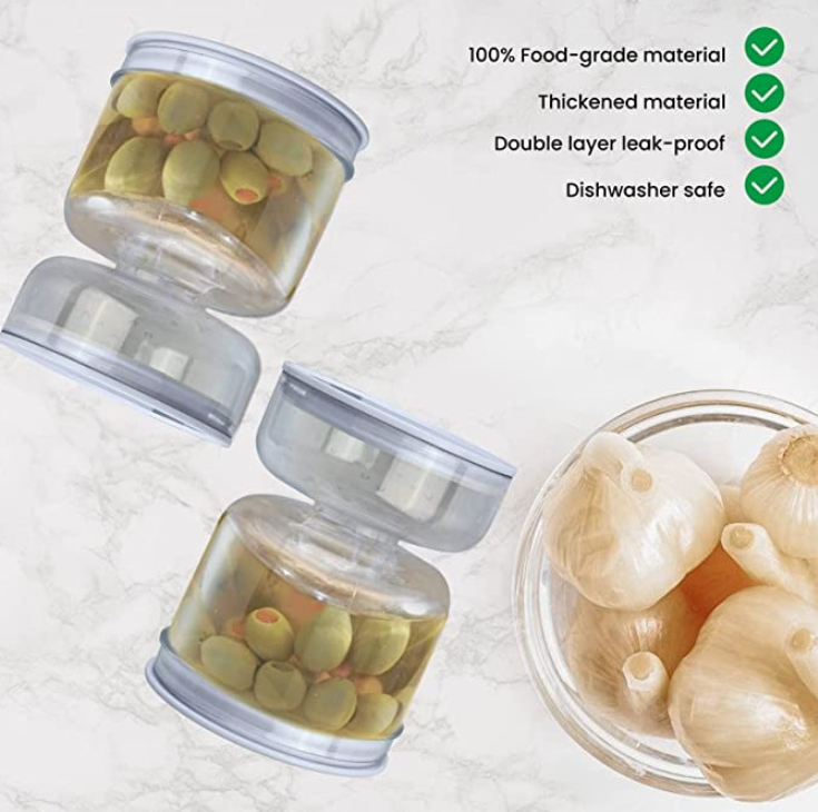 Pickle Container Wet And Dry Separation Olive Jar Leakproof Pickle Jar with Strainer Reusable Pickle Container for Food Storage