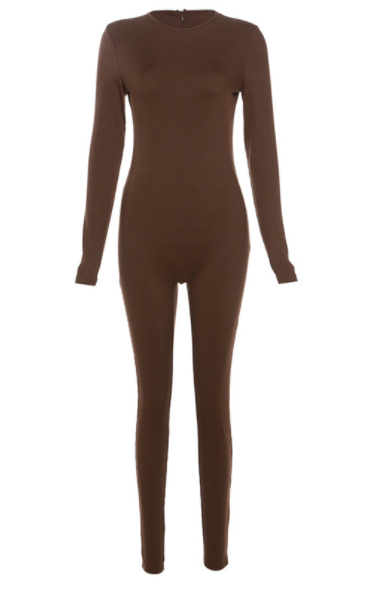 Solid Color Sexy Tights Jumpsuit Image 3