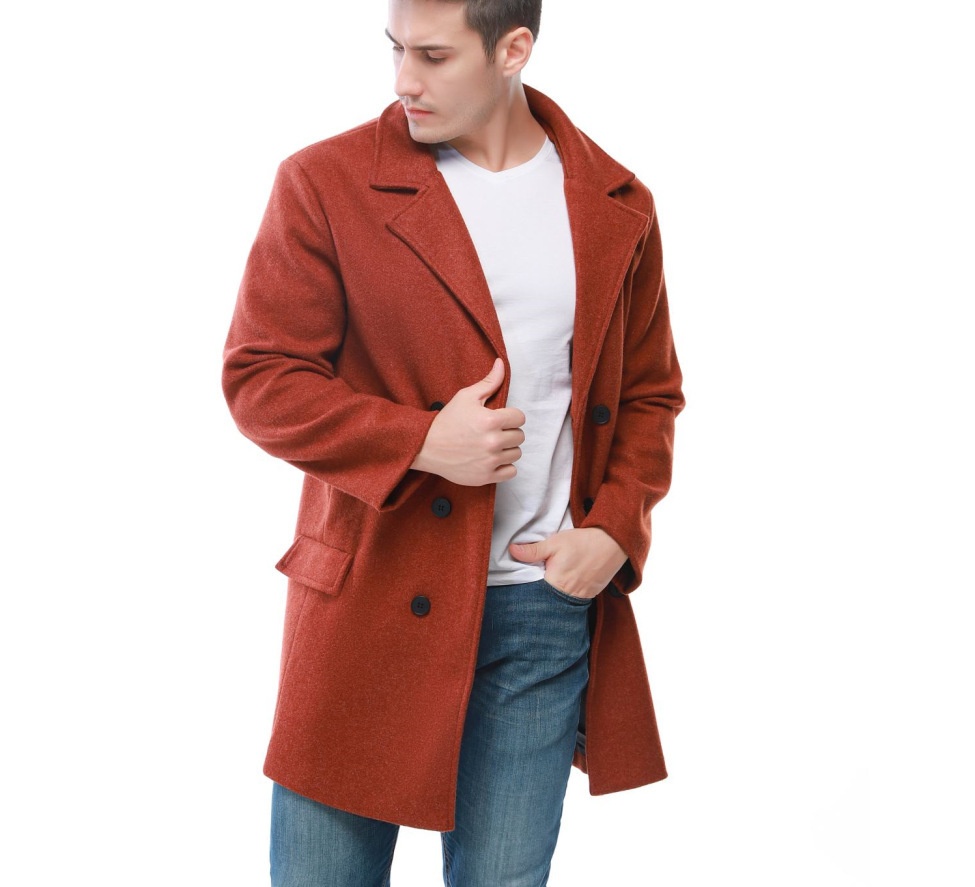 Men's Lapel Woolen Trench Coat