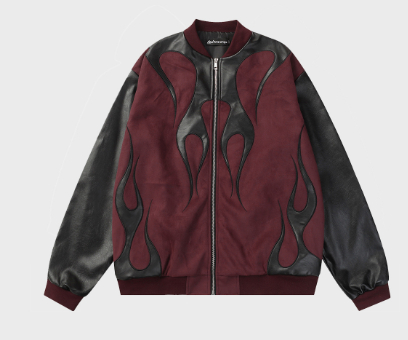 Men's Racing Suit Leather Coat - Side View