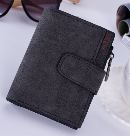 Korean Student Matte Leather Zipper Wallet