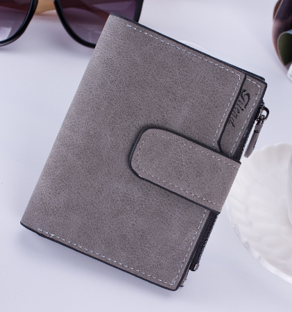 Korean Student Matte Leather Zipper Wallet