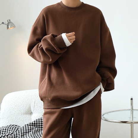 New Spring Korean Solid Color Round Neck Sweater Grey