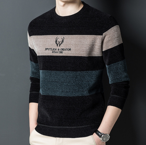 Youth Striped Casual Pullover Sweater Image 2