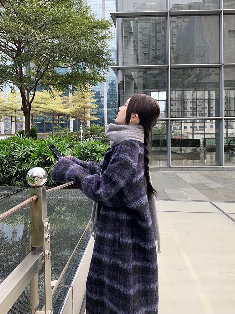 Retro Plaid Woolen Coat Image 3