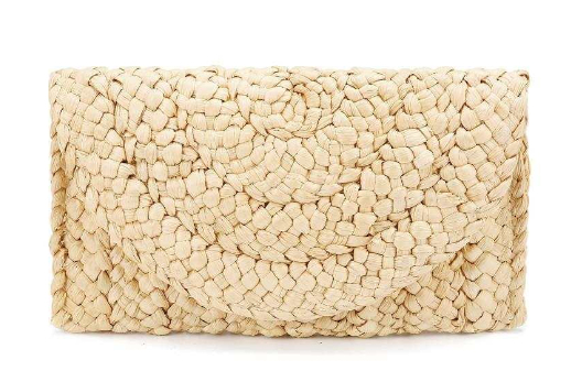Hand-woven clutch side view