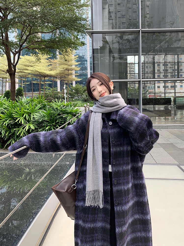 Retro Plaid Woolen Coat Image 2
