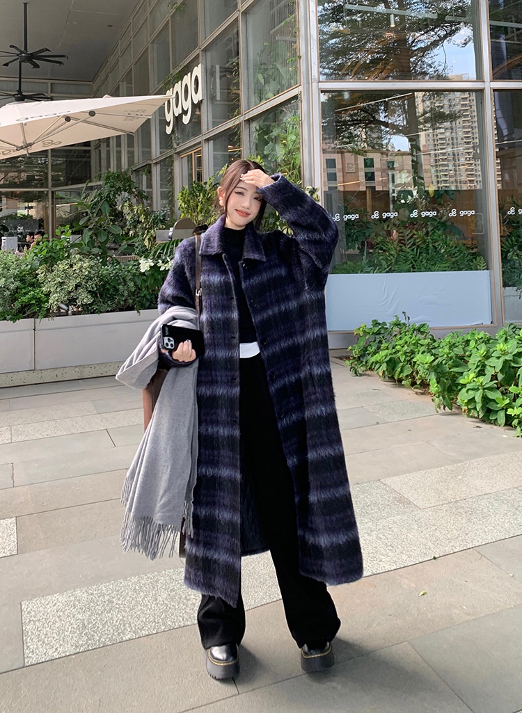Retro Plaid Woolen Coat Image 6