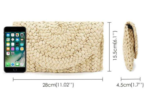 Hand-woven clutch front view